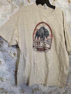 Delta Pro Weight Crewneck Tee - Oatmeal Heather with Red & Blue Logo